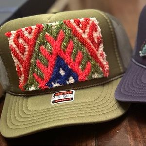 Vintage Kilim Patch Trucker Hat- Army Green
